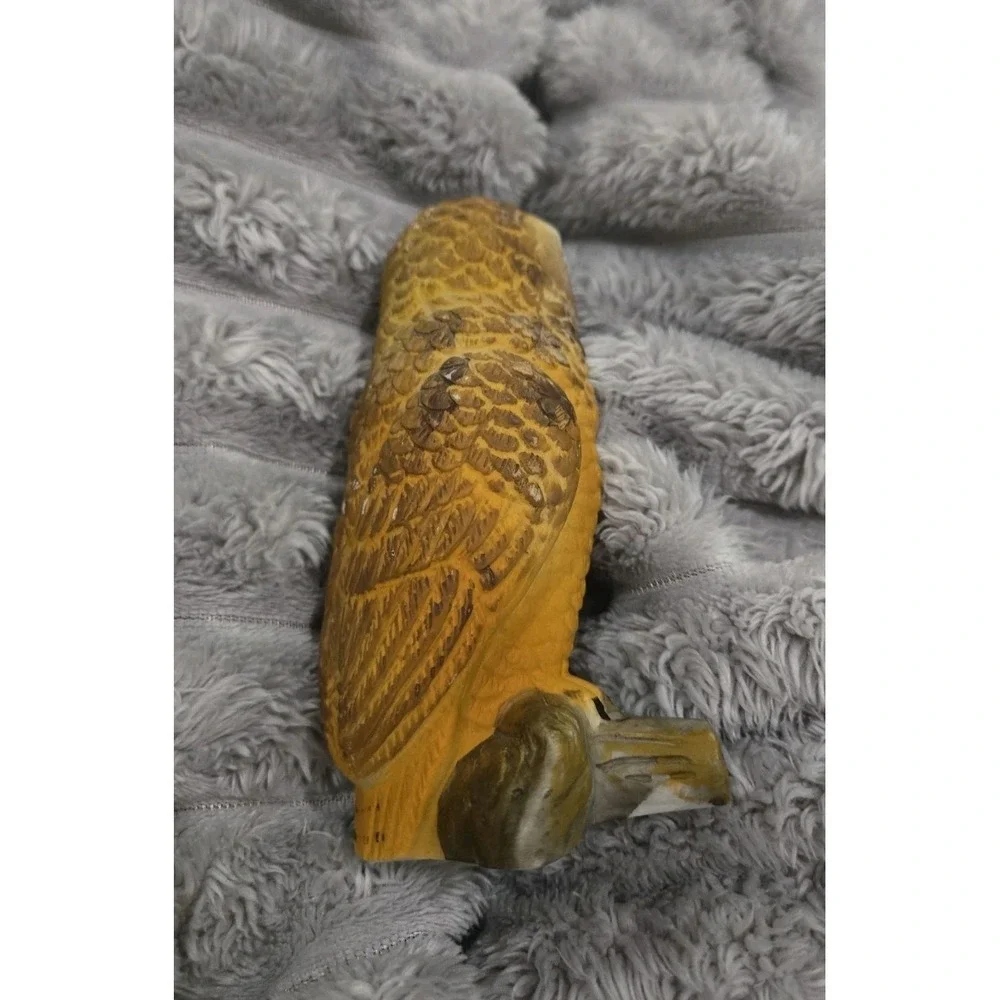 Ceramic Owl Figurine Decorative Brown and Yellow Collectible WHIMSICAL